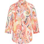 Korallenrote Paisley Stehkragen Tunika-Blusen aus Baumwolle für Damen Größe XXL für den für den Frühling 