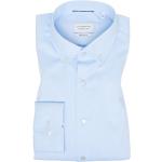 Reduzierte Hellblaue Unifarbene Elegante Eterna Button Down Kragen Shirts mit Tasche aus Baumwolle für Herren Übergrößen 