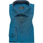 Petrolfarbene Unifarbene Langärmelige Eterna Kentkragen Hemden mit Kent-Kragen aus Baumwolle enganliegend für Herren 