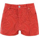 Reduzierte Rote Etro Paisley Jeans-Shorts mit Reißverschluss aus Baumwolle für Damen für den für den Sommer 