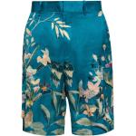 Reduzierte Blaue Blumenmuster Casual Etro Satin-Shorts mit Reißverschluss aus Satin für Herren Größe L 