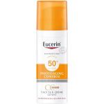 Parfümfreie Eucerin Sun Creme Getönte Sonnenschutzmittel 50 ml mit Hyaluronsäure für  alle Hauttypen 