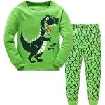Reduzierte Lange Kinderschlafanzüge mit Dinosauriermotiv aus Baumwolle für Jungen Größe 110 2-teilig 