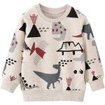 Reduzierte Graue Langärmelige Rundhals-Ausschnitt Kindersweatshirts mit Dinosauriermotiv für Jungen Größe 104 für den für den Herbst 