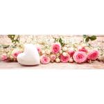 Pinke Blumenglasbilder mit Herz-Motiv 