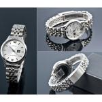 Eurochron Damenarmbanduhren aus Edelstahl mit Funksteuerung mit Mineralglas-Uhrenglas mit Edelstahlarmband 