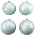Silberner Europalms Runder Weihnachtsbaumschmuck aus Kunststoff 4-teilig 