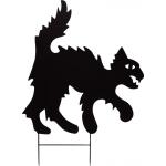 Schwarze Europalms Halloween Dekoration mit Katzenmotiv aus Metall 