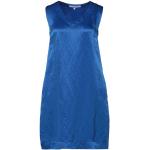 Reduzierte Royalblaue Unifarbene Ärmellose EUROPEAN CULTURE Mini V-Ausschnitt Satinkleider aus Satin für Damen Größe XS 