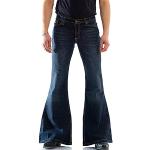 Blaue Atmungsaktive Jeans-Schlaghosen mit Reißverschluss aus Baumwolle Handwäsche für Herren Größe 3 XL 