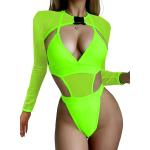 Reduzierte Grüne Damenbadeanzüge mit Schnalle aus Mesh mit offener Rückenpartie Größe XS 
