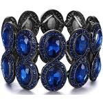 Nickelfreie Schwarze Art Deco Stretcharmbänder aus Kristall mit Strass für Damen 