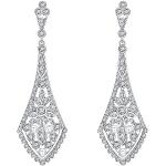 Silberne Art Deco Perlenohrringe aus Kristall für Damen 