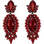 Rote Art Deco Lange Ohrringe aus Kristall für Damen für die Braut 