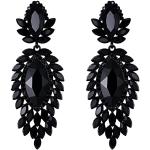 Schwarze Art Deco Lange Ohrringe aus Kristall für Damen für die Braut 