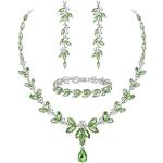 Hellgrüne Elegante Brautschmuck Sets aus Kristall mit Strass für Damen für die Braut 