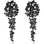 Schwarze Elegante Strass Ohrringe aus Kristall mit Strass für Damen für Partys 
