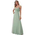 Mintgrüne Sexy Maxi V-Ausschnitt Lange Abendkleider aus Chiffon für Damen Größe L 