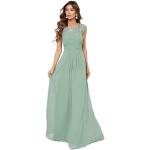 Mintgrüne Elegante Maxi Lange Abendkleider mit Reißverschluss aus Chiffon für Damen Größe L für Zeremonien 