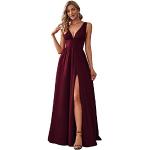 Reduzierte Burgundfarbene Elegante Maxi V-Ausschnitt Lange Abendkleider für Damen Größe S 