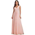 Reduzierte Rosa Elegante Ärmellose Maxi V-Ausschnitt Lange Abendkleider aus Chiffon für Damen Größe M zum Abschlussball 
