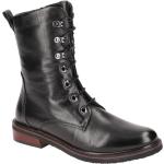 Schwarze Elegante Blockabsatz Ankle Boots & Klassische Stiefeletten aus Leder für Damen Größe 39,5 