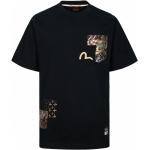 Reduzierte Schwarze Elegante Evisu T-Shirts mit Vogel-Motiv aus Brokat für Herren Größe L 