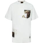 Reduzierte Weiße Elegante Evisu T-Shirts mit Vogel-Motiv aus Brokat für Herren Größe XXL 