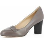 Reduzierte Beige Evita Shoes BIANCA Runde Blockabsatz Damenpumps ohne Verschluss aus Glattleder Größe 34 mit Absatzhöhe 7cm bis 9cm 