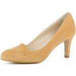 Orange Evita Shoes BIANCA Runde Pfennigabsatz High Heels & Stiletto-Pumps ohne Verschluss aus Veloursleder für Damen Größe 34 mit Absatzhöhe 7cm bis 9cm 