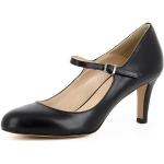 Schwarze Evita Shoes BIANCA Runde Pfennigabsatz High Heels & Stiletto-Pumps mit Riemchen aus Glattleder für Damen Größe 34 mit Absatzhöhe 7cm bis 9cm 