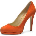 Orange Evita Shoes CRISTINA Runde Pfennigabsatz High Heels & Stiletto-Pumps ohne Verschluss aus Veloursleder für Damen Größe 34 mit Absatzhöhe über 9cm 