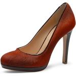 Orange Evita Shoes CRISTINA Runde Pfennigabsatz High Heels & Stiletto-Pumps ohne Verschluss aus Leder für Damen Größe 35 mit Absatzhöhe über 9cm 