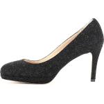 Reduzierte Schwarze Evita Shoes BIANCA Pfennigabsatz High Heels & Stiletto-Pumps aus Filz für Damen Größe 41 mit Absatzhöhe 7cm bis 9cm zum Oktoberfest 