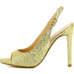 Reduzierte Goldene Sexy Evita Shoes Offene Slingback Pumps für Damen Größe 36 mit Absatzhöhe über 9cm für den für den Sommer 