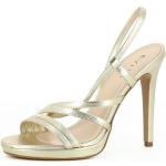 Reduzierte Goldene Evita Shoes Damensandaletten mit Riemchen aus Glattleder Größe 42 mit Absatzhöhe über 9cm für den für den Sommer 