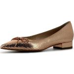 Reduzierte Goldene Evita Shoes FRANCA Spitze Blockabsatz Damenpumps ohne Verschluss aus Leder Größe 36 mit Absatzhöhe bis 3cm 