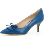 Reduzierte Blaue Evita Shoes GIULIA Spitze Pfennigabsatz High Heels & Stiletto-Pumps ohne Verschluss aus Glattleder für Damen Größe 34 mit Absatzhöhe 5cm bis 7cm 