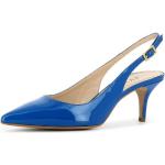 Royalblaue Lack-Optik Evita Shoes GIULIA Spitze Slingback Pumps mit Schnalle aus Leder für Damen Größe 36 mit Absatzhöhe 5cm bis 7cm 