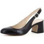 Reduzierte Schwarze Evita Shoes Runde Slingback Pumps mit Riemchen aus Glattleder für Damen Größe 38 mit Absatzhöhe 5cm bis 7cm 
