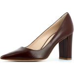Reduzierte Dunkelbraune Evita Shoes JESSICA Spitze Blockabsatz Damenpumps ohne Verschluss aus Glattleder mit Absatzhöhe 7cm bis 9cm 