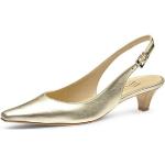 Goldene Evita Shoes LIA Slingback Pumps mit Schnalle aus Glattleder für Damen Größe 36 mit Absatzhöhe bis 3cm 