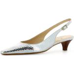 Reduzierte Silberne Evita Shoes LIA Slingback Pumps mit Schnalle aus Leder für Damen Größe 34 mit Absatzhöhe bis 3cm 