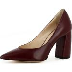 Reduzierte Bordeauxrote Evita Shoes Spitze Blockabsatz Damenpumps ohne Verschluss aus Glattleder Größe 34 mit Absatzhöhe über 9cm 