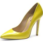 Gelbe Lack-Optik Evita Shoes MIA Spitze Pfennigabsatz High Heels & Stiletto-Pumps ohne Verschluss aus Leder für Damen Größe 34 mit Absatzhöhe über 9cm 
