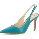 Reduzierte Petrolfarbene Evita Shoes NATALIA Spitze Slingback Pumps mit Riemchen aus Glattleder für Damen Größe 34 mit Absatzhöhe über 9cm 