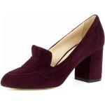 Bordeauxrote Evita Shoes Runde Blockabsatz Damenpumps ohne Verschluss aus Veloursleder Größe 34 mit Absatzhöhe 5cm bis 7cm 