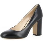 Reduzierte Schwarze Evita Shoes Runde Blockabsatz Damenpumps ohne Verschluss aus Glattleder Größe 34 mit Absatzhöhe über 9cm 