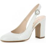Reduzierte Braune Evita Shoes Runde Slingback Pumps mit Riemchen aus Leder für Damen Größe 41 mit Absatzhöhe über 9cm 