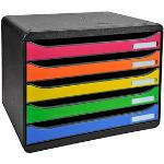 Exacompta Schubladenbox Big-Box Plus quer Classic rot, orange, gelb, grün, blau DIN A4 quer mit 5 Schubladen
